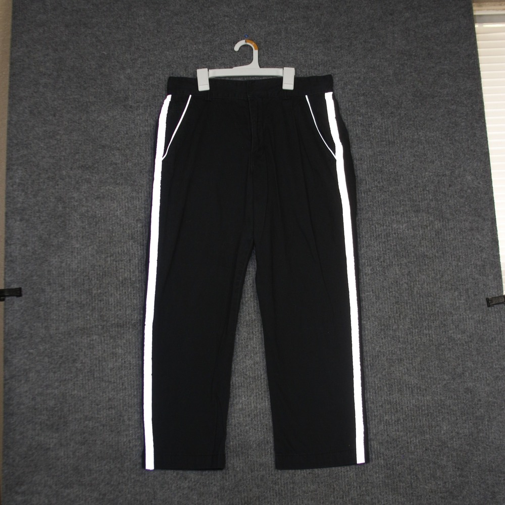 Tesla Mens Black Cotton Pants Reflective Stripe Everyday Trouser Size 34x30‎